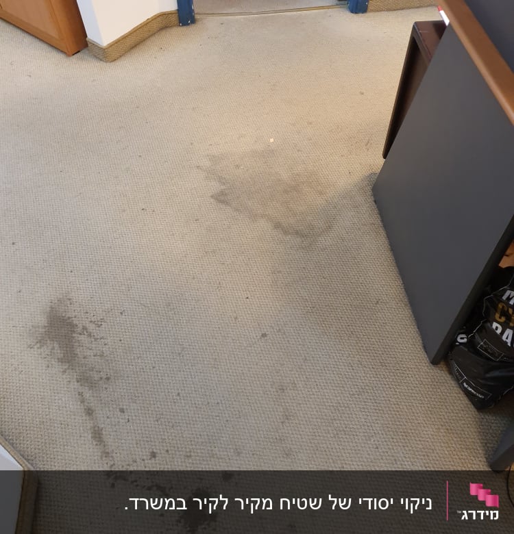 שטיח עם כתמים כהים על הרצפה